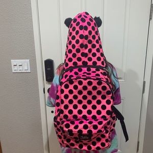 Justice sequins pink w/ black poke-a-dots backpack
